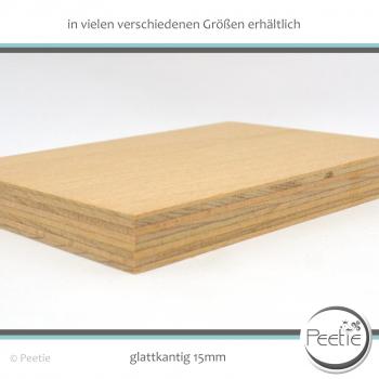 1x Holzzuschnitt Buche Multiplex 15 mm naturbelassen, unbehandelt Holzplatte Tischplatte - glatte Kante